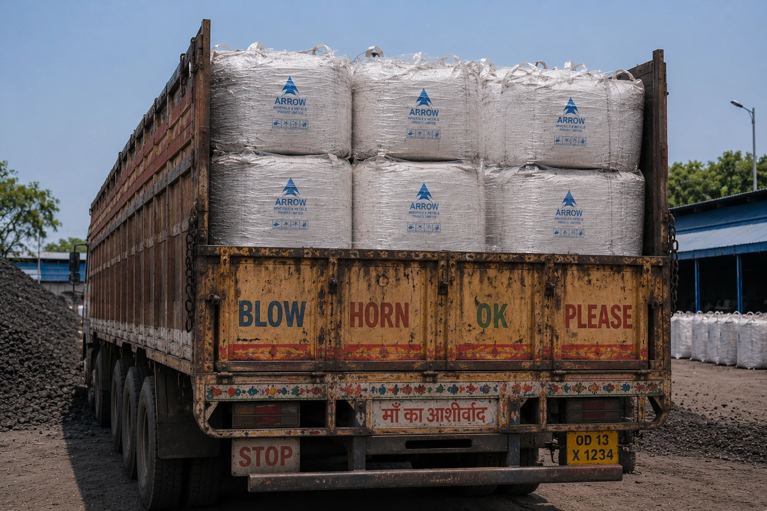 Arrow Minerals jumbo bags loaded onto a dispatch truck
